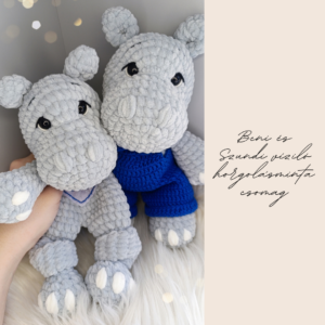 Beni és Szundi víziló horgolásminta csomag amigurumi